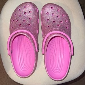 Pink glitter crocs